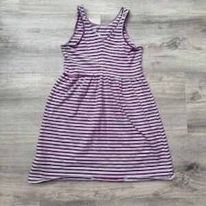 Old Navy Girls Striped Dress Purple White Sleeveless Casual‎ Kids Size M (8)